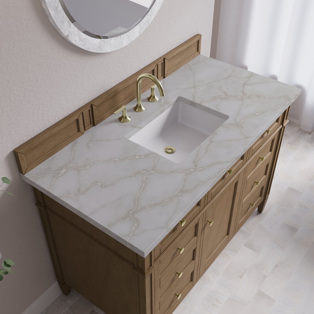 James Martin - Brittany 48" Single Vanity, Pecan w/ 3 CM Victorian Silver Silestone Top - 655-V48-PCN-3VSL view 8