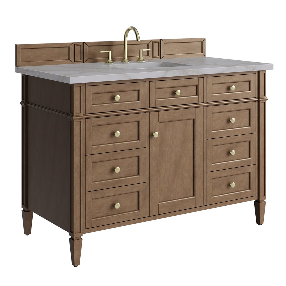 James Martin - Brittany 48" Single Vanity, Pecan w/ 3 CM Victorian Silver Silestone Top - 655-V48-PCN-3VSL view 11