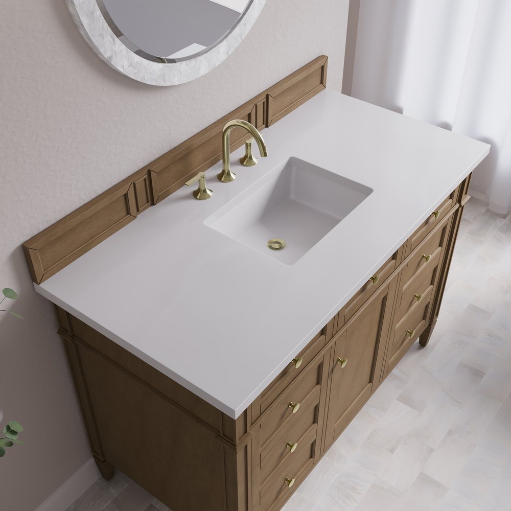 James Martin - Brittany 48" Single Vanity, Pecan w/ 3 CM White Zeus Silestone Top - 655-V48-PCN-3WZ view 9