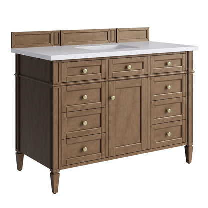 James Martin - Brittany 48" Single Vanity, Pecan w/ 3 CM White Zeus Silestone Top - 655-V48-PCN-3WZ view 12
