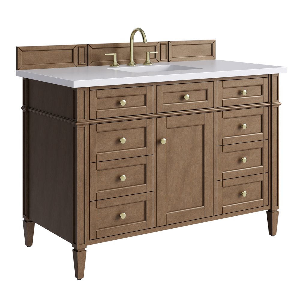 James Martin - Brittany 48" Single Vanity, Pecan w/ 3 CM White Zeus Silestone Top - 655-V48-PCN-3WZ view 13