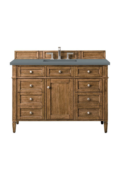 James Martin - Brittany 48" Single Vanity, Saddle Brown w/ 3 CM Cala Blue Silestone Top - 650-V48-SBR-3CBL view 1