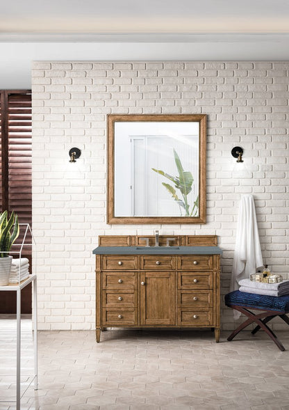 James Martin - Brittany 48" Single Vanity, Saddle Brown w/ 3 CM Cala Blue Silestone Top - 650-V48-SBR-3CBL view 3