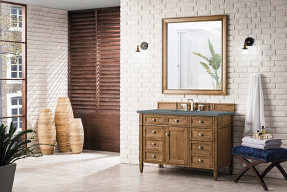 James Martin - Brittany 48" Single Vanity, Saddle Brown w/ 3 CM Cala Blue Silestone Top - 650-V48-SBR-3CBL view 4