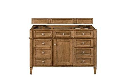 James Martin - Brittany 48" Single Vanity, Saddle Brown w/ 3 CM Carrara Marble Top - 650-V48-SBR-3CAR view 2