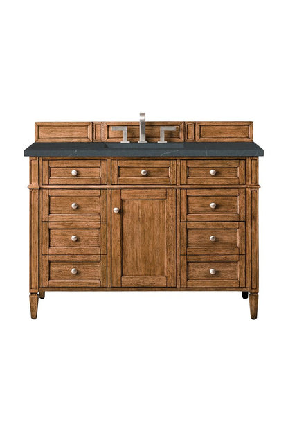 James Martin - Brittany 48" Single Vanity, Saddle Brown w/ 3 CM Charcoal Soapstone Silestone Top - 650-V48-SBR-3CSP view 1