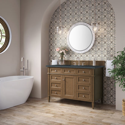 James Martin - Brittany 48" Single Vanity, Saddle Brown w/ 3 CM Charcoal Soapstone Silestone Top - 650-V48-SBR-3CSP view 4