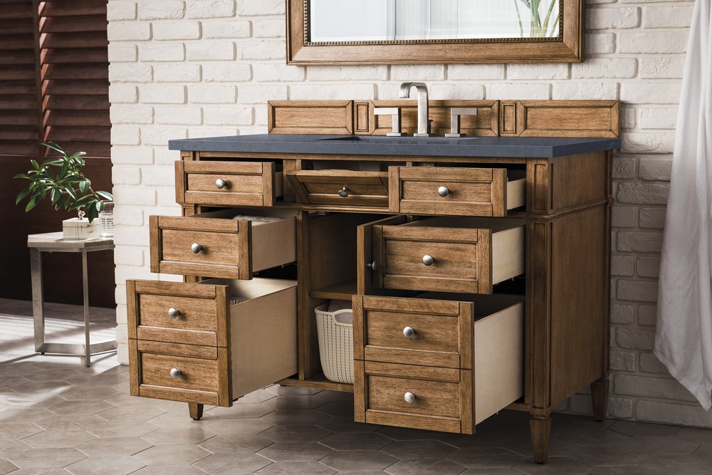 James Martin - Brittany 48" Single Vanity, Saddle Brown w/ 3 CM Charcoal Soapstone Silestone Top - 650-V48-SBR-3CSP view 5
