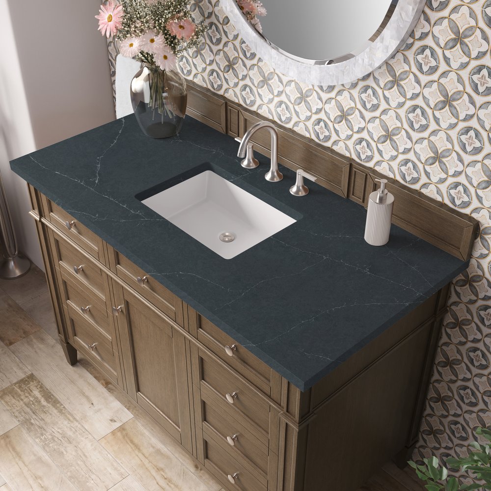 James Martin - Brittany 48" Single Vanity, Saddle Brown w/ 3 CM Charcoal Soapstone Silestone Top - 650-V48-SBR-3CSP view 7