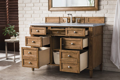 James Martin - Brittany 48" Single Vanity, Saddle Brown w/ 3 CM Eternal Jasmine Pearl Silestone Top - 650-V48-SBR-3EJP view 5