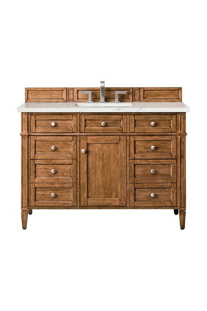 James Martin - Brittany 48" Single Vanity, Saddle Brown w/ 3 CM Ethereal Noctis Silestone Top - 650-V48-SBR-3ENC view 1