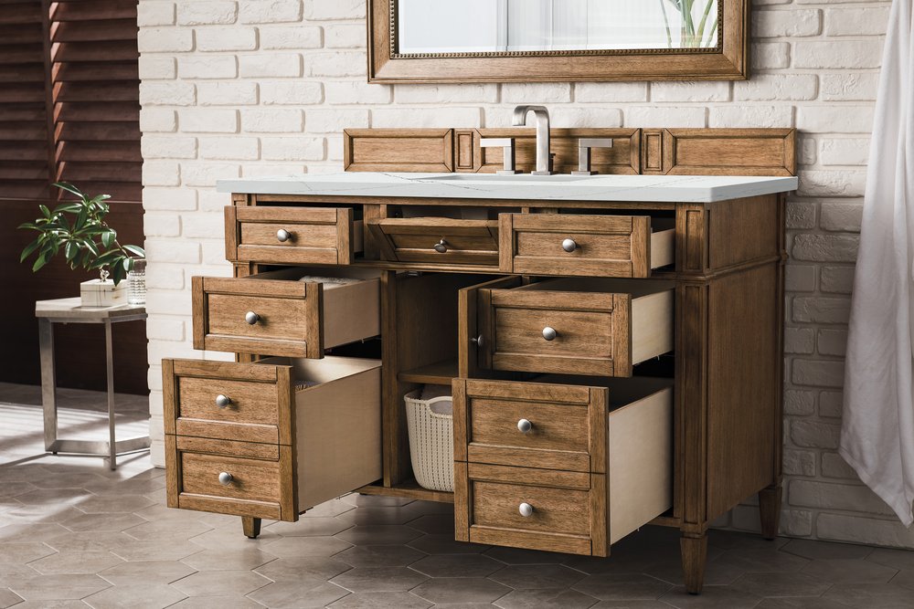 James Martin - Brittany 48" Single Vanity, Saddle Brown w/ 3 CM Ethereal Noctis Silestone Top - 650-V48-SBR-3ENC view 5