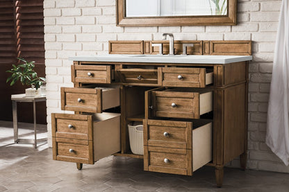 James Martin - Brittany 48" Single Vanity, Saddle Brown w/ 3 CM Ethereal Noctis Silestone Top - 650-V48-SBR-3ENC view 5
