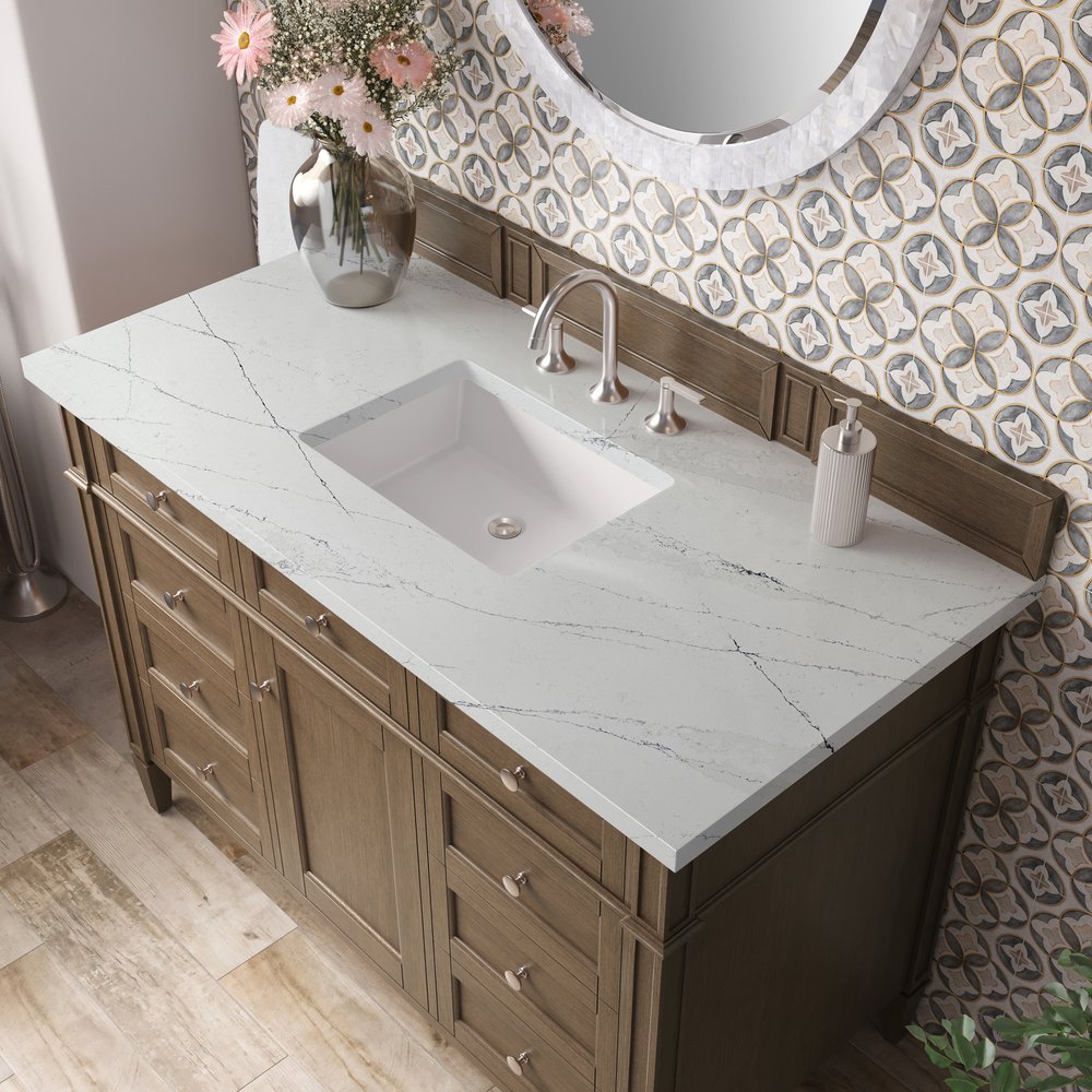 James Martin - Brittany 48" Single Vanity, Saddle Brown w/ 3 CM Ethereal Noctis Silestone Top - 650-V48-SBR-3ENC view 7