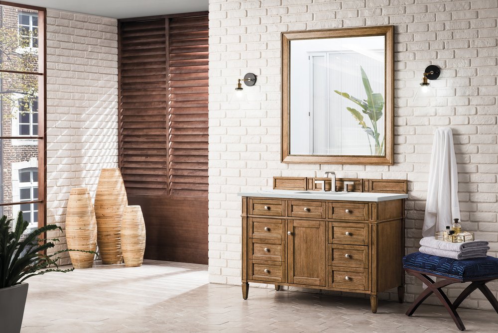 James Martin - Brittany 48" Single Vanity, Saddle Brown w/ 3 CM Ethereal Noctis Silestone Top w/FreePower Wireless Charger - 650-V48-SBR-FENC view 5