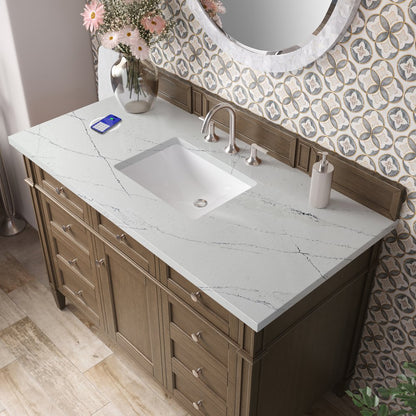James Martin - Brittany 48" Single Vanity, Saddle Brown w/ 3 CM Ethereal Noctis Silestone Top w/FreePower Wireless Charger - 650-V48-SBR-FENC view 8