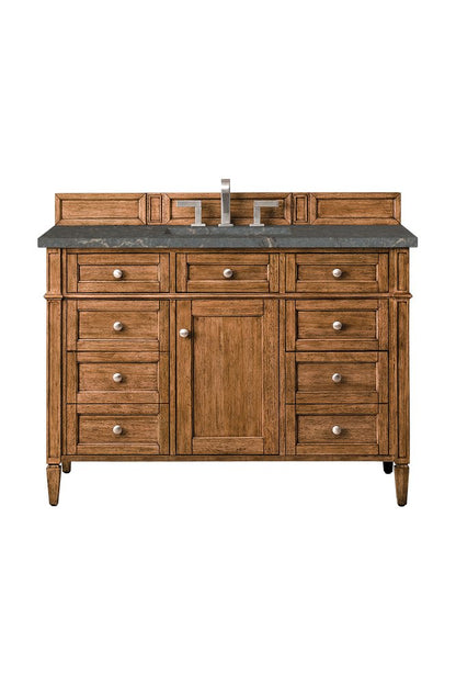 James Martin - Brittany 48" Single Vanity, Saddle Brown w/ 3 CM Parisien Bleu Silestone Top - 650-V48-SBR-3PBL view 1