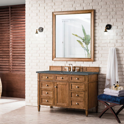 James Martin - Brittany 48" Single Vanity, Saddle Brown w/ 3 CM Parisien Bleu Silestone Top w/FreePower Wireless Charger - 650-V48-SBR-FPBL view 5
