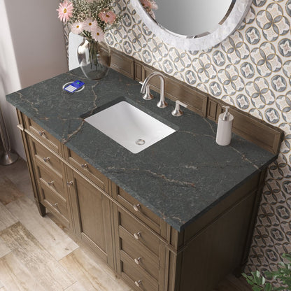 James Martin - Brittany 48" Single Vanity, Saddle Brown w/ 3 CM Parisien Bleu Silestone Top w/FreePower Wireless Charger - 650-V48-SBR-FPBL view 8