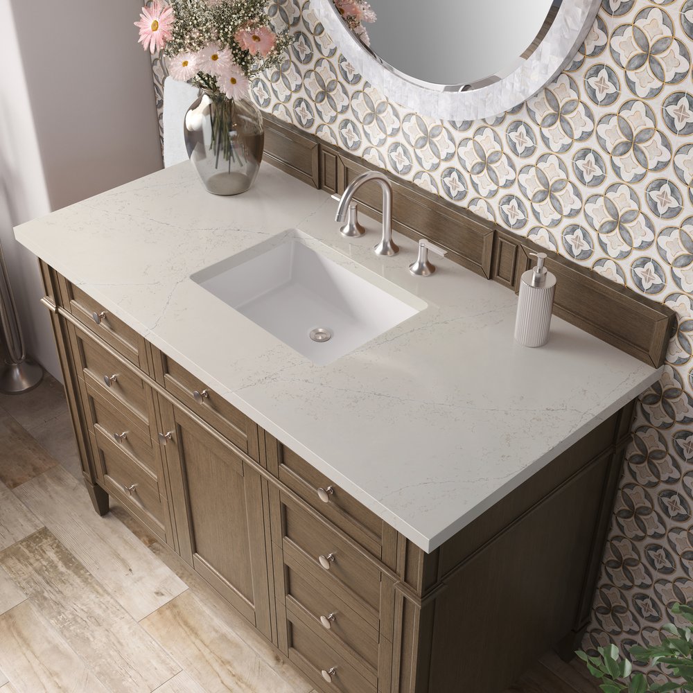 James Martin - Brittany 48" Single Vanity, Saddle Brown, w/ 3 CM Siberian Silestone Top - 650-V48-SBR-3SFR view 6