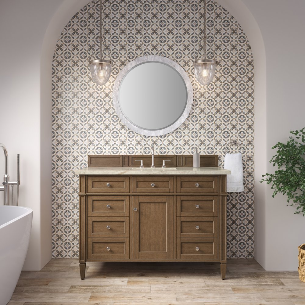 James Martin - Brittany 48" Single Vanity, Saddle Brown, w/ 3 CM Tajnar Eclos Top - 650-V48-SBR-3TJR view 3