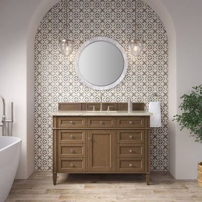 James Martin - Brittany 48" Single Vanity, Saddle Brown, w/ 3 CM Tajnar Eclos Top w/FreePower Wireless Charger - 650-V48-SBR-FTJR view 3