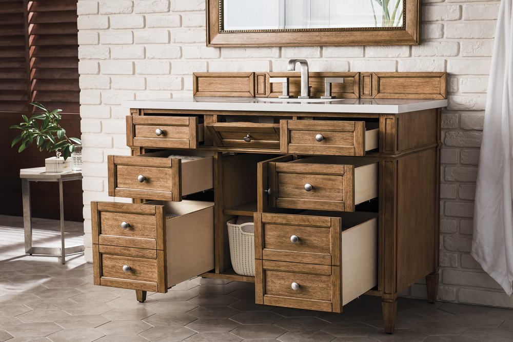 James Martin - Brittany 48" Single Vanity, Saddle Brown w/ 3 CM White Zeus Silestone Top - 650-V48-SBR-3WZ view 5
