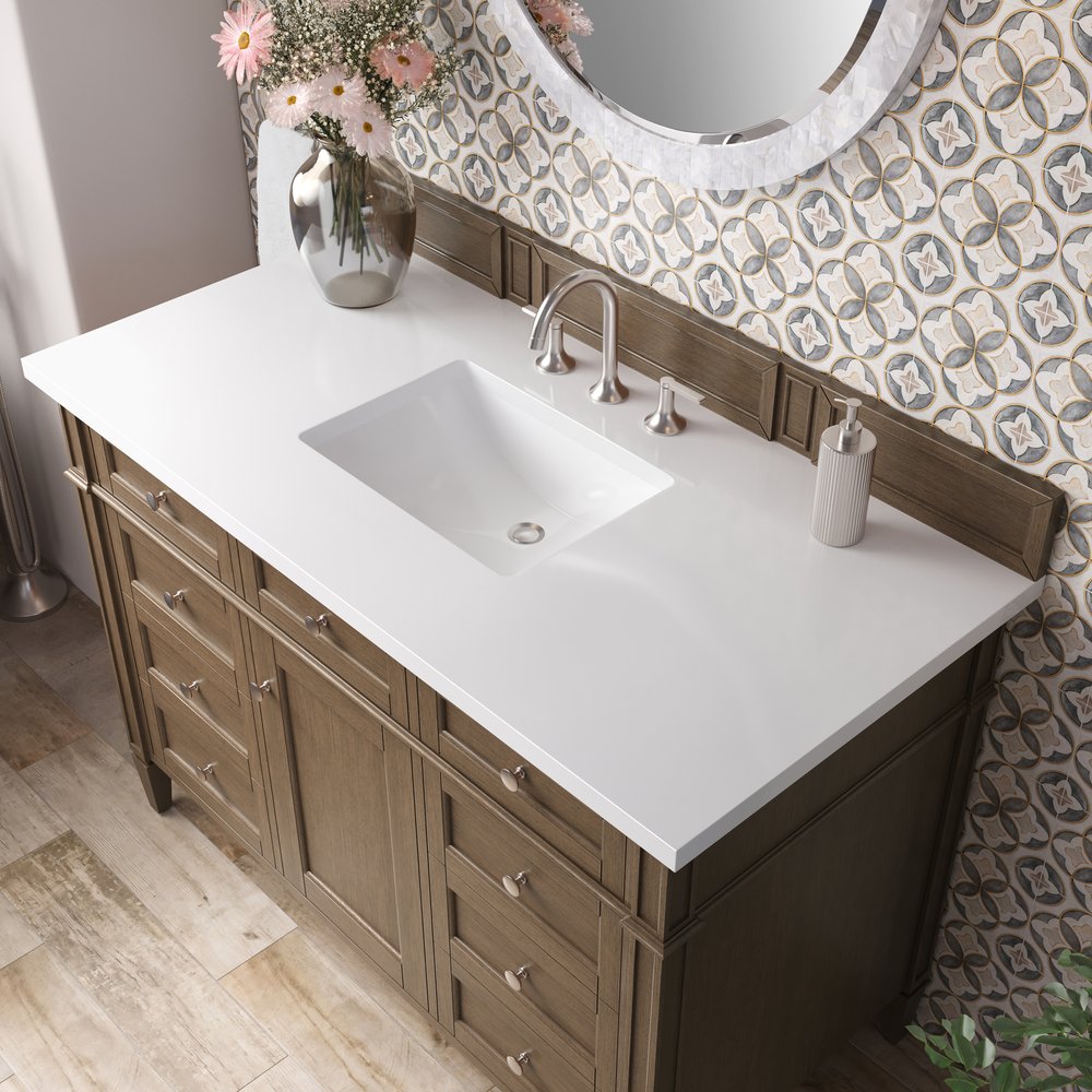 James Martin - Brittany 48" Single Vanity, Saddle Brown w/ 3 CM White Zeus Silestone Top - 650-V48-SBR-3WZ view 7