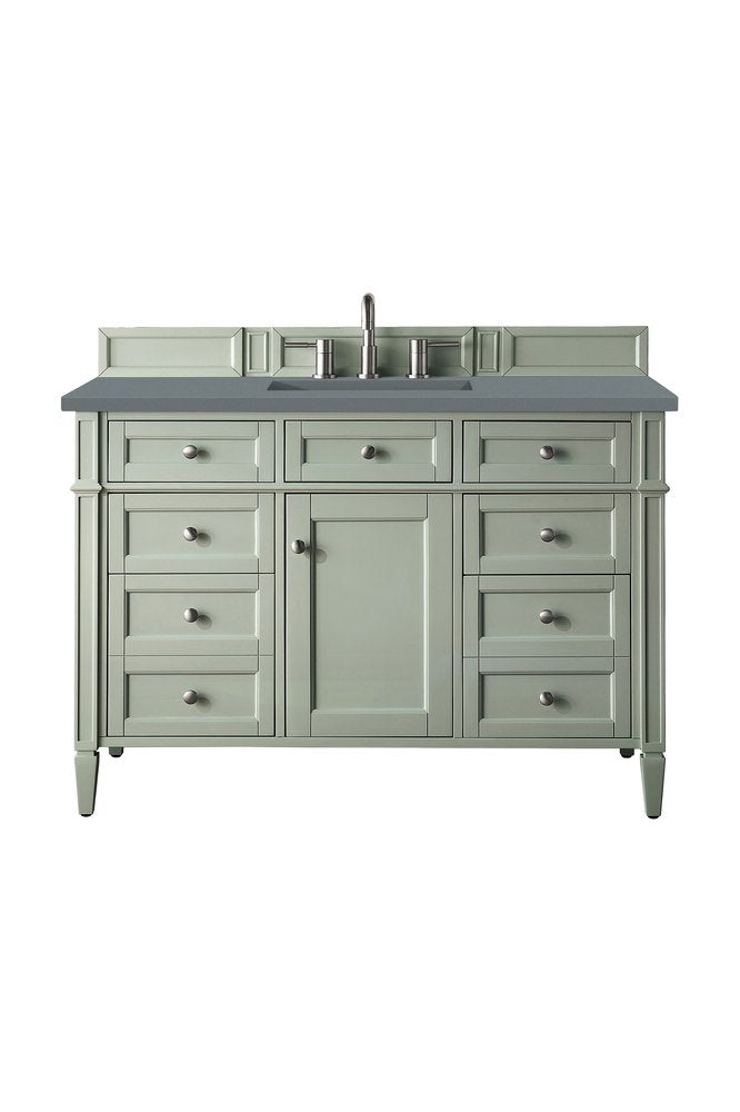 James Martin - Brittany 48" Single Vanity, Sage Green w/ 3 CM Cala Blue Silestone Top - 650-V48-SGR-3CBL view 1