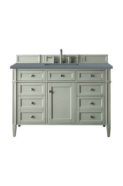 James Martin - Brittany 48" Single Vanity, Sage Green w/ 3 CM Cala Blue Silestone Top - 650-V48-SGR-3CBL view 1