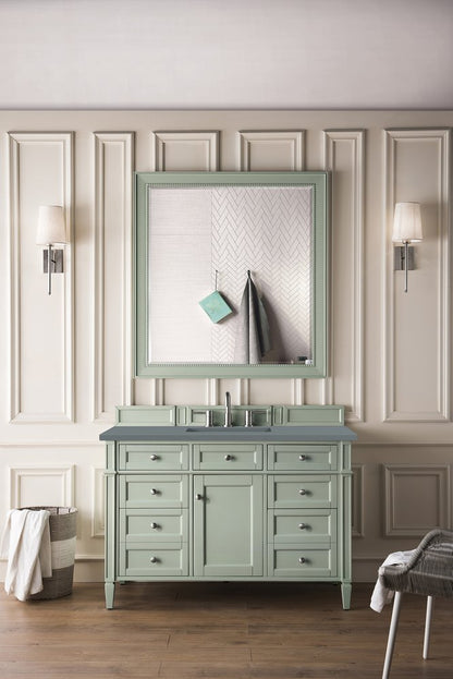 James Martin - Brittany 48" Single Vanity, Sage Green w/ 3 CM Cala Blue Silestone Top - 650-V48-SGR-3CBL view 3