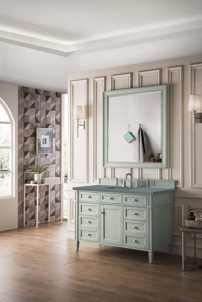 James Martin - Brittany 48" Single Vanity, Sage Green w/ 3 CM Cala Blue Silestone Top - 650-V48-SGR-3CBL view 4
