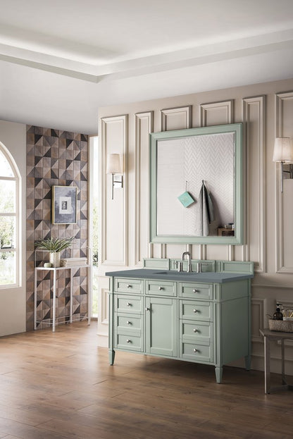 James Martin - Brittany 48" Single Vanity, Sage Green w/ 3 CM Cala Blue Silestone Top - 650-V48-SGR-3CBL view 4