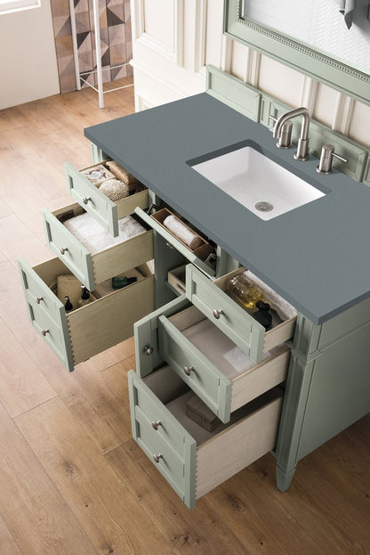 James Martin - Brittany 48" Single Vanity, Sage Green w/ 3 CM Cala Blue Silestone Top - 650-V48-SGR-3CBL view 5