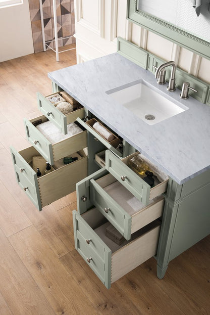 James Martin - Brittany 48" Single Vanity, Sage Green w/ 3 CM Carrara Marble Top - 650-V48-SGR-3CAR view 5