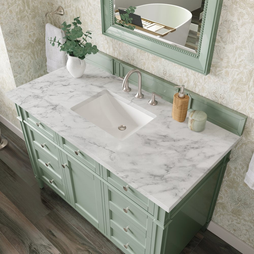 James Martin - Brittany 48" Single Vanity, Sage Green w/ 3 CM Carrara Marble Top - 650-V48-SGR-3CAR view 7