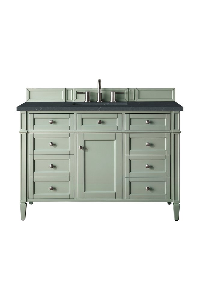 James Martin - Brittany 48" Single Vanity, Sage Green w/ 3 CM Charcoal Soapstone Silestone Top - 650-V48-SGR-3CSP view 1