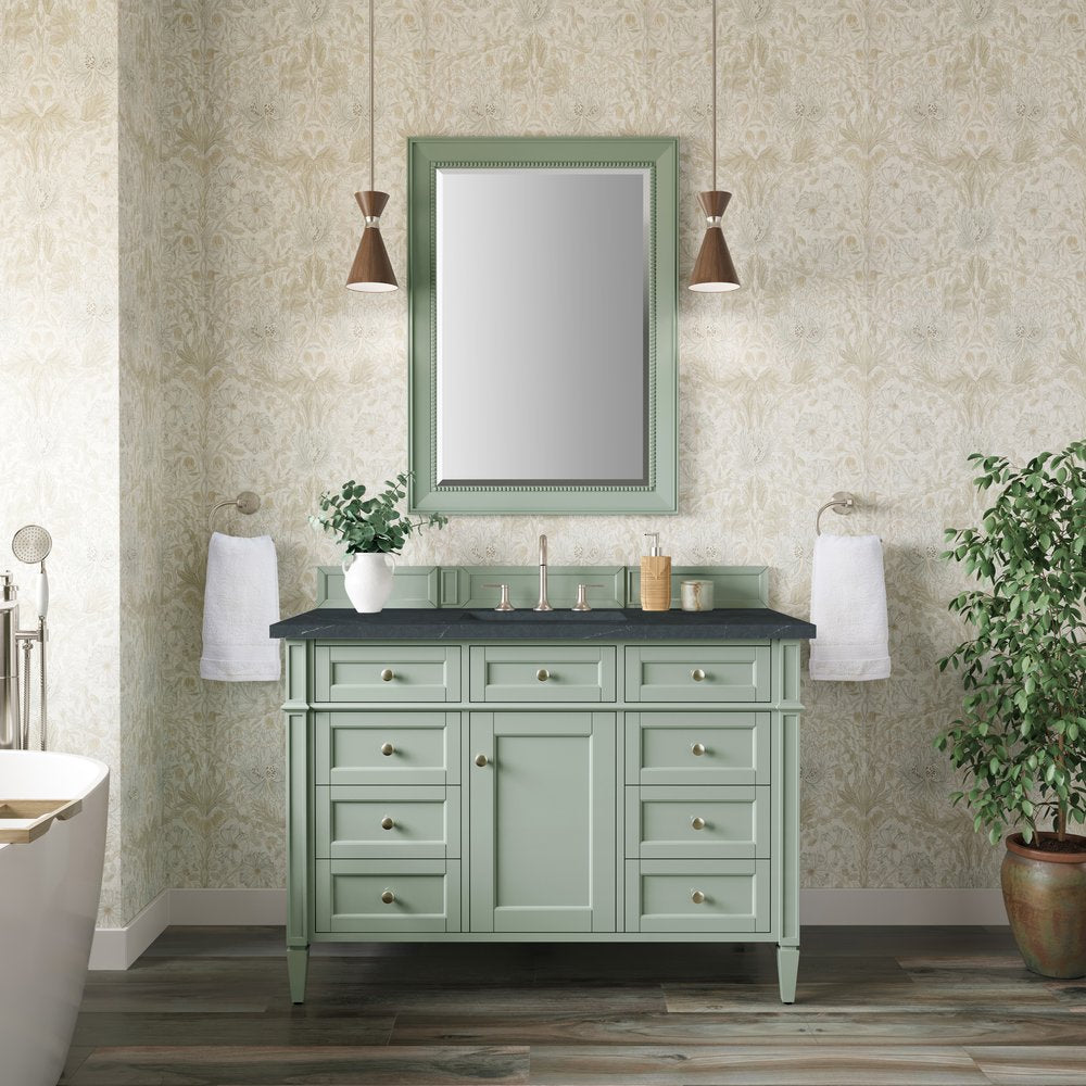 James Martin - Brittany 48" Single Vanity, Sage Green w/ 3 CM Charcoal Soapstone Silestone Top - 650-V48-SGR-3CSP view 3