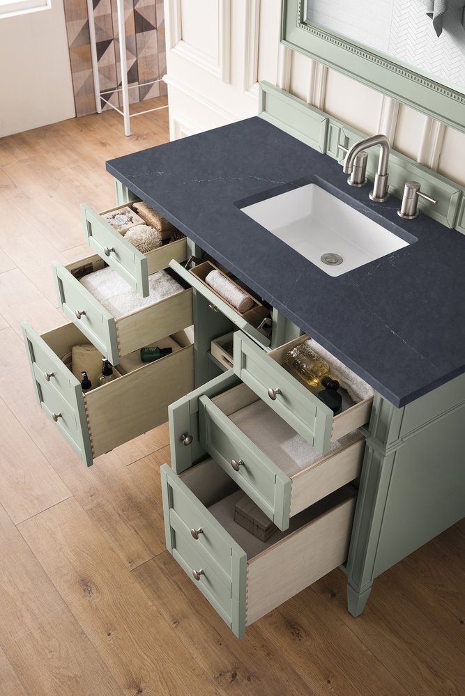 James Martin - Brittany 48" Single Vanity, Sage Green w/ 3 CM Charcoal Soapstone Silestone Top - 650-V48-SGR-3CSP view 5