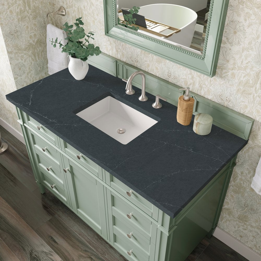 James Martin - Brittany 48" Single Vanity, Sage Green w/ 3 CM Charcoal Soapstone Silestone Top - 650-V48-SGR-3CSP view 7