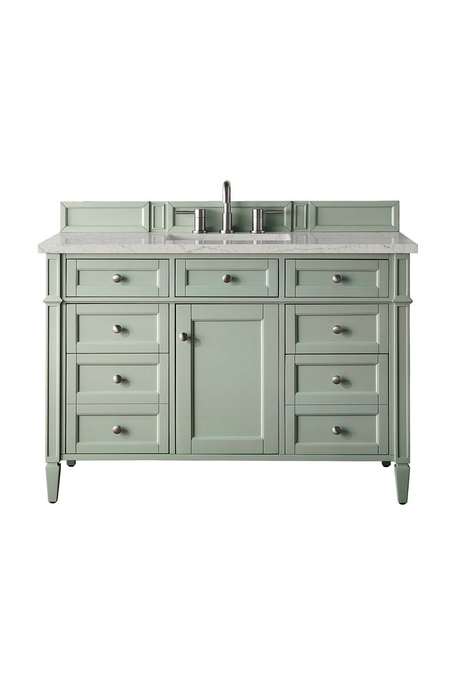 James Martin - Brittany 48" Single Vanity, Sage Green w/ 3 CM Eternal Jasmine Pearl Silestone Top - 650-V48-SGR-3EJP view 1