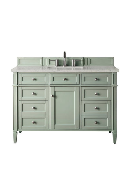 James Martin - Brittany 48" Single Vanity, Sage Green w/ 3 CM Eternal Jasmine Pearl Silestone Top - 650-V48-SGR-3EJP view 1