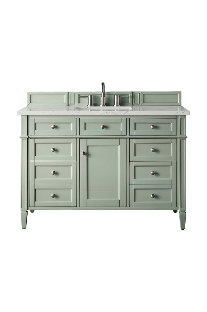 James Martin - Brittany 48" Single Vanity, Sage Green w/ 3 CM Ethereal Noctis Silestone Top - 650-V48-SGR-3ENC view 1