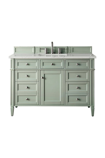 James Martin - Brittany 48" Single Vanity, Sage Green w/ 3 CM Ethereal Noctis Silestone Top - 650-V48-SGR-3ENC view 1