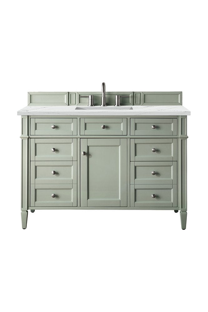 James Martin - Brittany 48" Single Vanity, Sage Green w/ 3 CM Ethereal Noctis Silestone Top w/FreePower Wireless Charger - 650-V48-SGR-FENC view 1