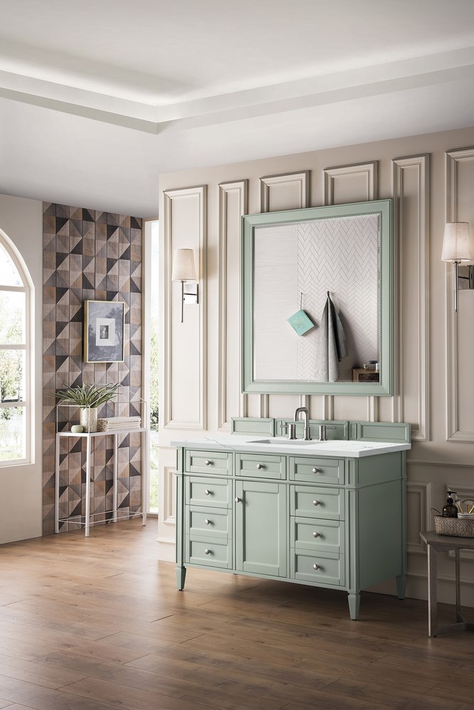 James Martin - Brittany 48" Single Vanity, Sage Green w/ 3 CM Ethereal Noctis Silestone Top w/FreePower Wireless Charger - 650-V48-SGR-FENC view 5