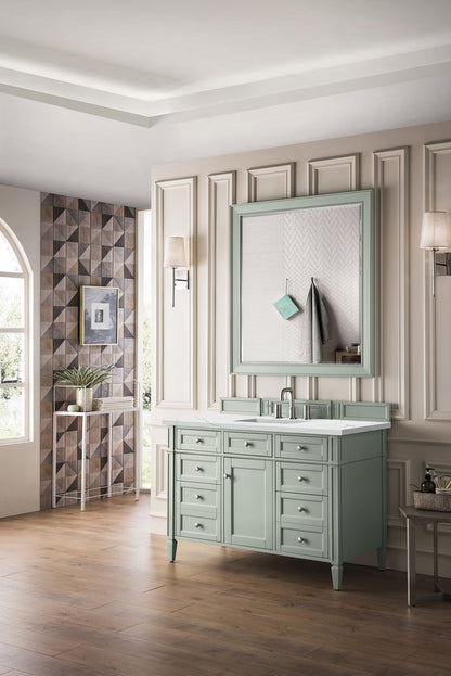 James Martin - Brittany 48" Single Vanity, Sage Green w/ 3 CM Ethereal Noctis Silestone Top w/FreePower Wireless Charger - 650-V48-SGR-FENC view 5