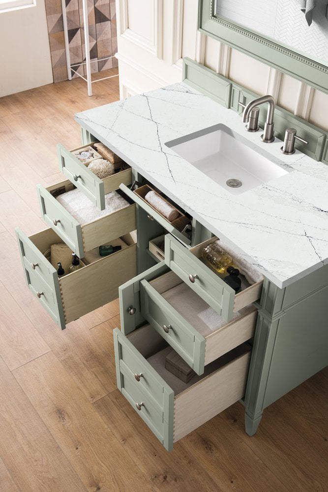 James Martin - Brittany 48" Single Vanity, Sage Green w/ 3 CM Ethereal Noctis Silestone Top w/FreePower Wireless Charger - 650-V48-SGR-FENC view 6