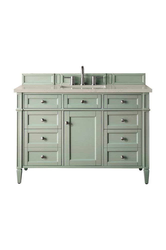James Martin - Brittany 48" Single Vanity, Sage Green, w/ 3 CM Siberian Silestone Top - 650-V48-SGR-3SFR view 1