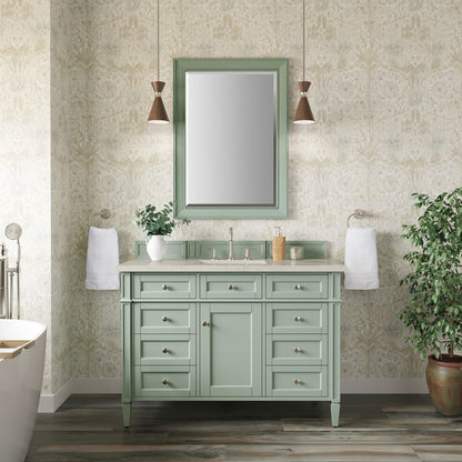 James Martin - Brittany 48" Single Vanity, Sage Green, w/ 3 CM Siberian Silestone Top - 650-V48-SGR-3SFR view 3
